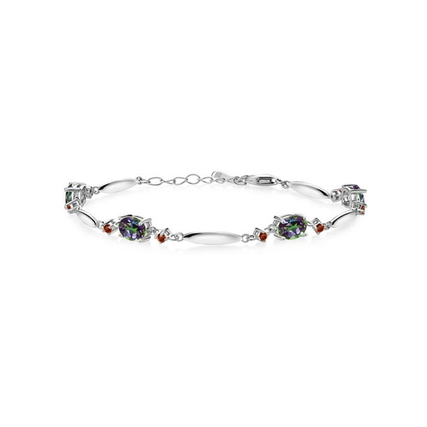 Gem Stone King 4.00 Ct Oval Red Mystic Topaz 925 Sterling Silver Bracelet 7 inches with 1 inch Extender Gem Stone King 4.00 Ct Oval Red Mystic Topaz 925 Sterling Silver Bracelet 7 inches with 1 inch Extender